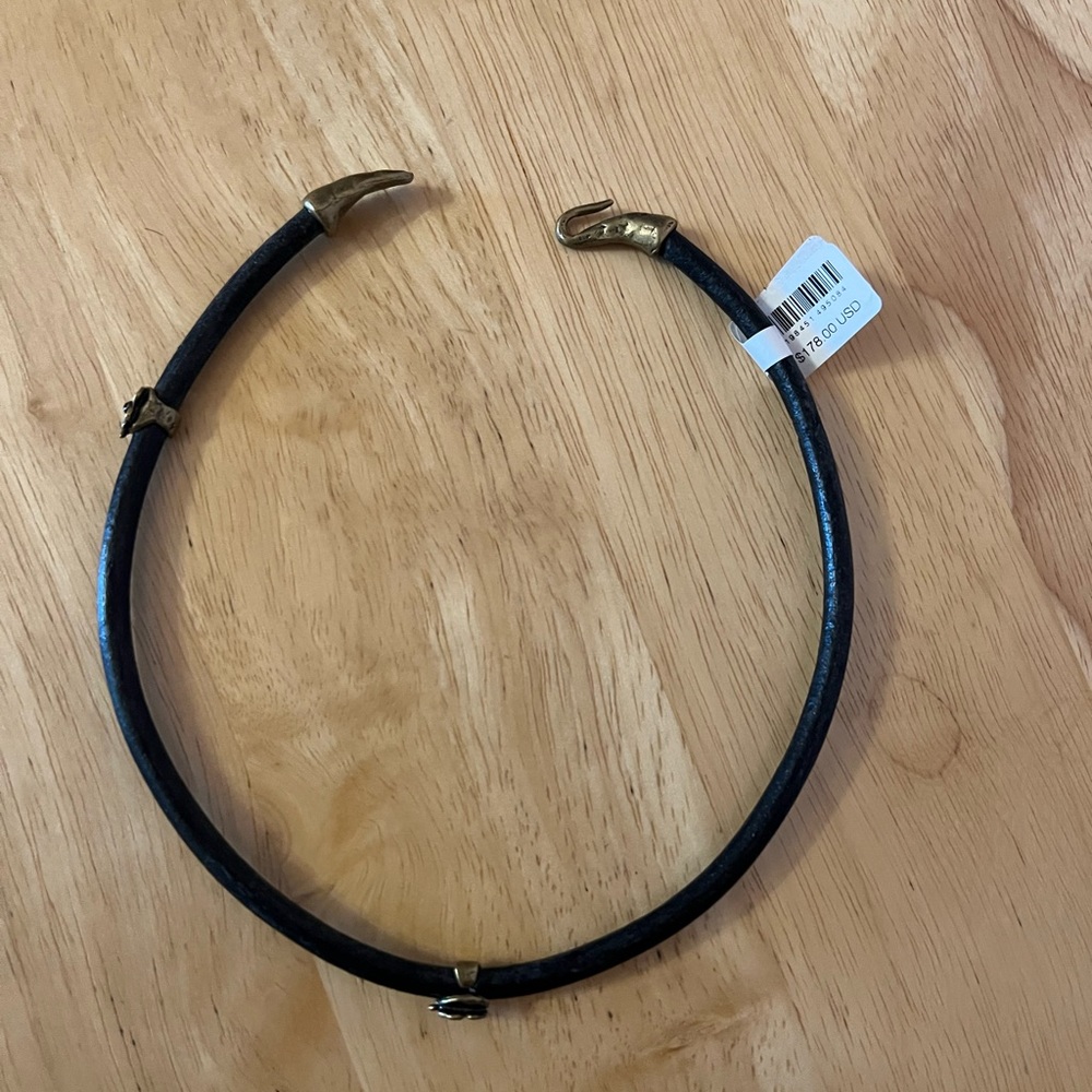 Free People Black Leather choker with Gold Accents